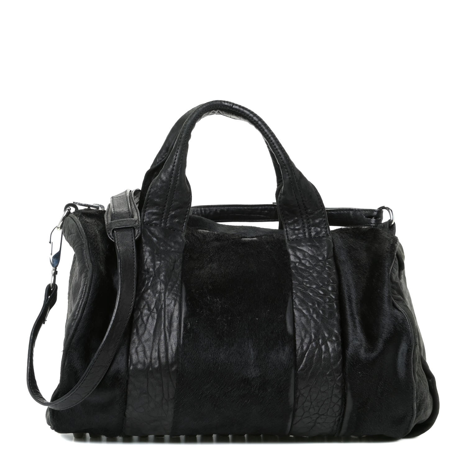 Alexander Wang Pebbled Lambskin Pony Hair Rocco Duffle Black Silver Hardware 1 of 12