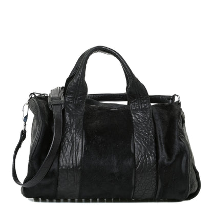 Alexander Wang Pebbled Lambskin Pony Hair Rocco Duffle Black Silver Hardware 1 of 12