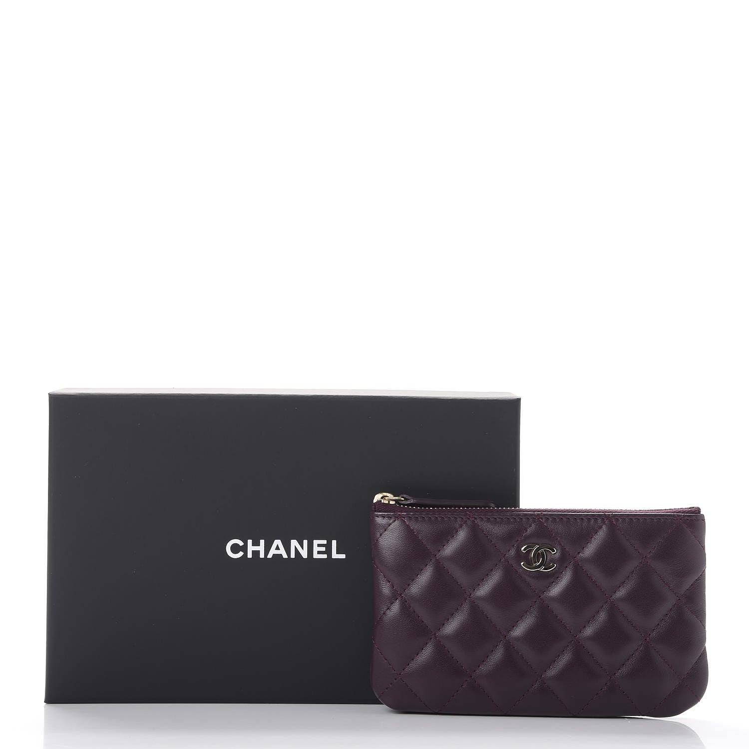 Chanel Lambskin Quilted Small Cosmetic Case Dark Purple 8 of 8
