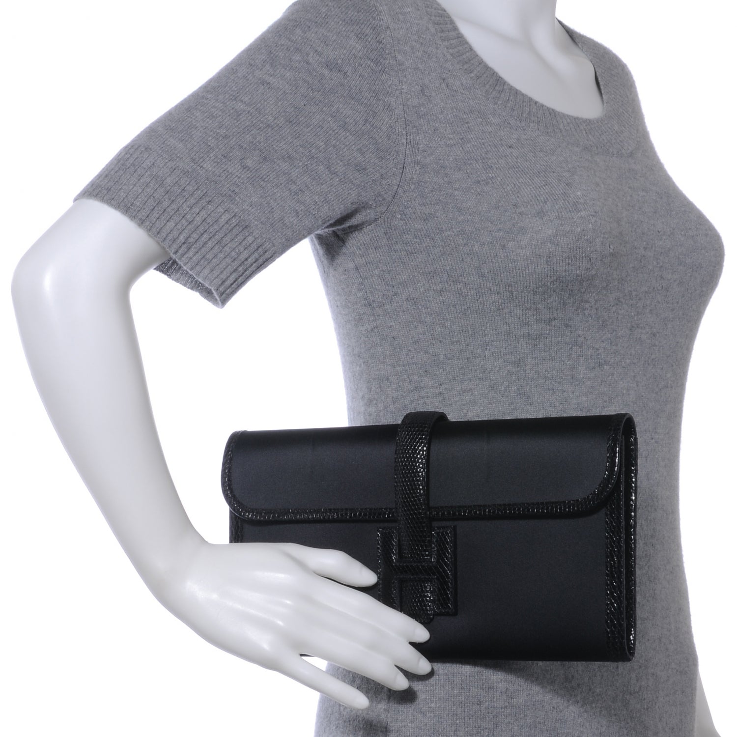 Hermes Satin Lizard Jige Elan 29 Black 2 of 7