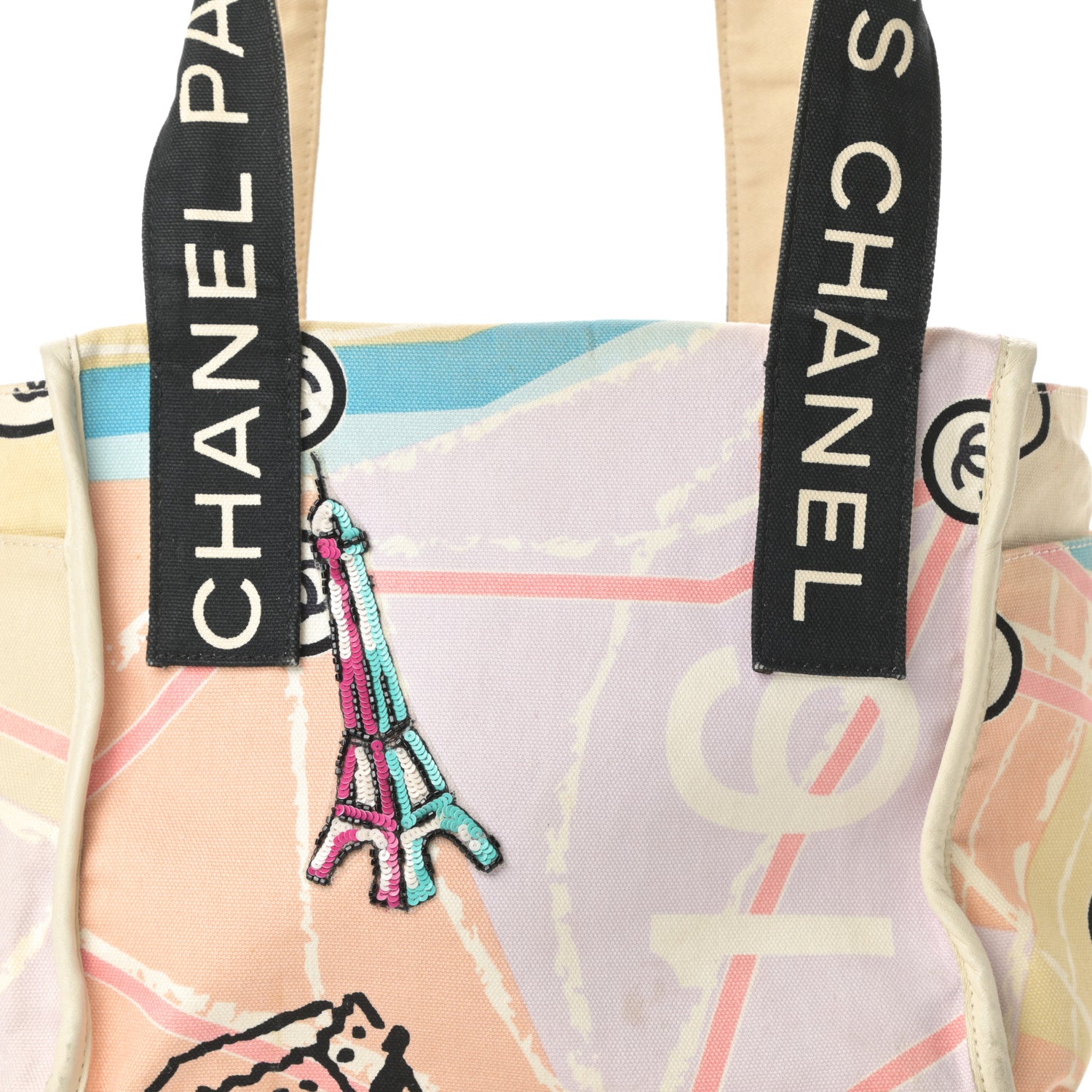 Chanel Canvas Printed Eiffel Tower Shoulder Bag 8 of 18