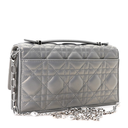 Christian Dior Iridescent Lambskin Cannage Mini My Dior Top Handle Clutch Grey 3 of 10