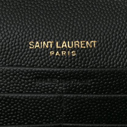 Saint Laurent Grain De Poudre Mixed Matelasse Triquilt Monogram Chain Wallet Black 6 of 11