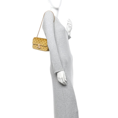 Celine Velvet Triomphe Chain Shoulder Bag Gold 2 of 10