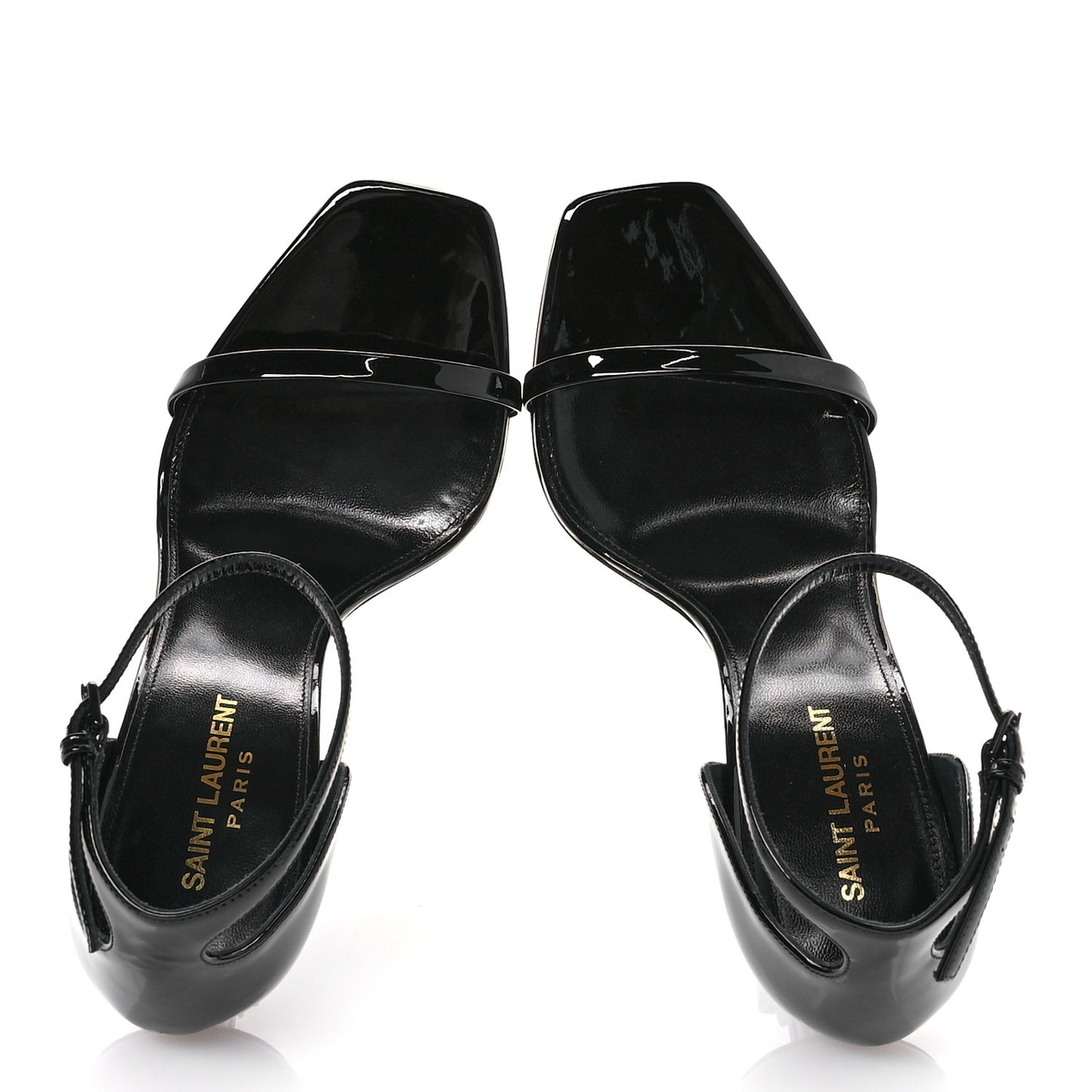 Patent Calfskin Opyum 110 Sandals 39.5 Black Gold