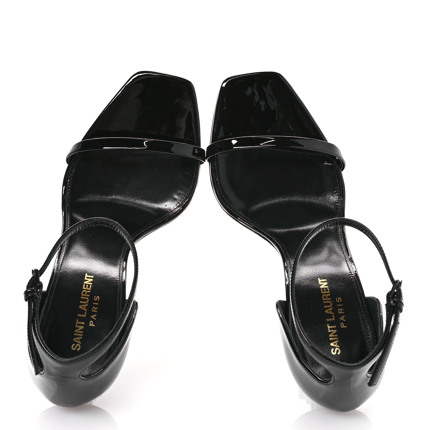 Saint Laurent Patent Calfskin Opyum 110 Sandals 39.5 Black Gold 2 of 9