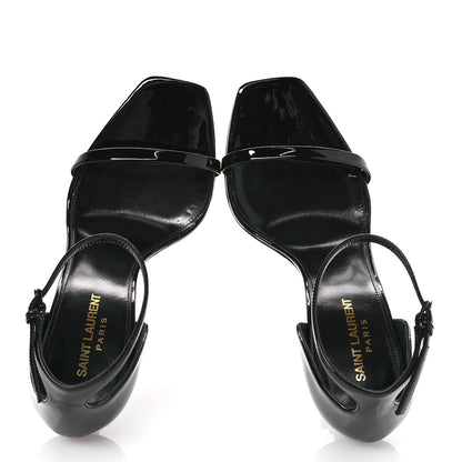 Saint Laurent Patent Calfskin Opyum 110 Sandals 39.5 Black Gold 2 of 9
