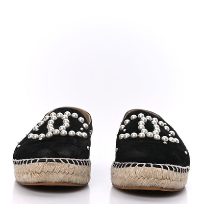 Chanel Suede Pearl CC Espadrilles 39 Black 2 of 8