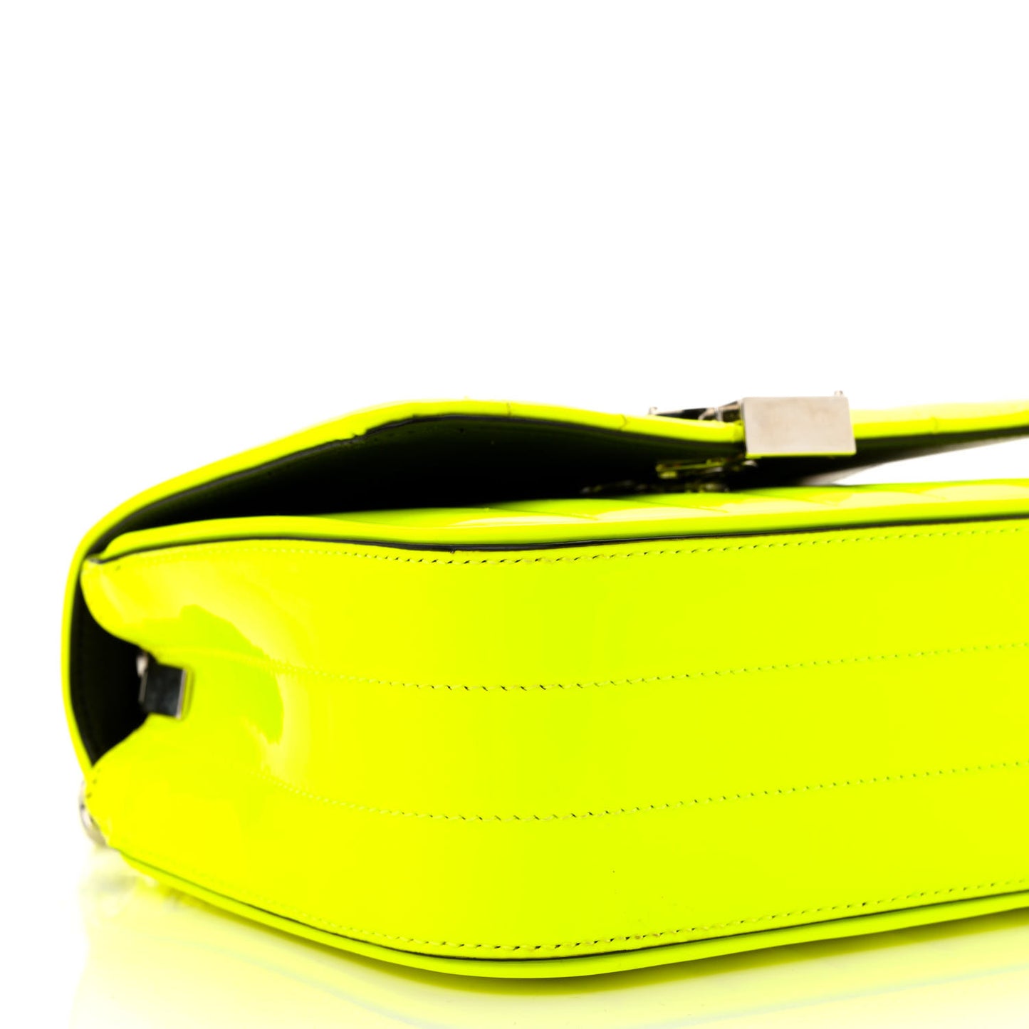Patent Matelasse Monogram Small Vicky Chain Bag Neon Yellow