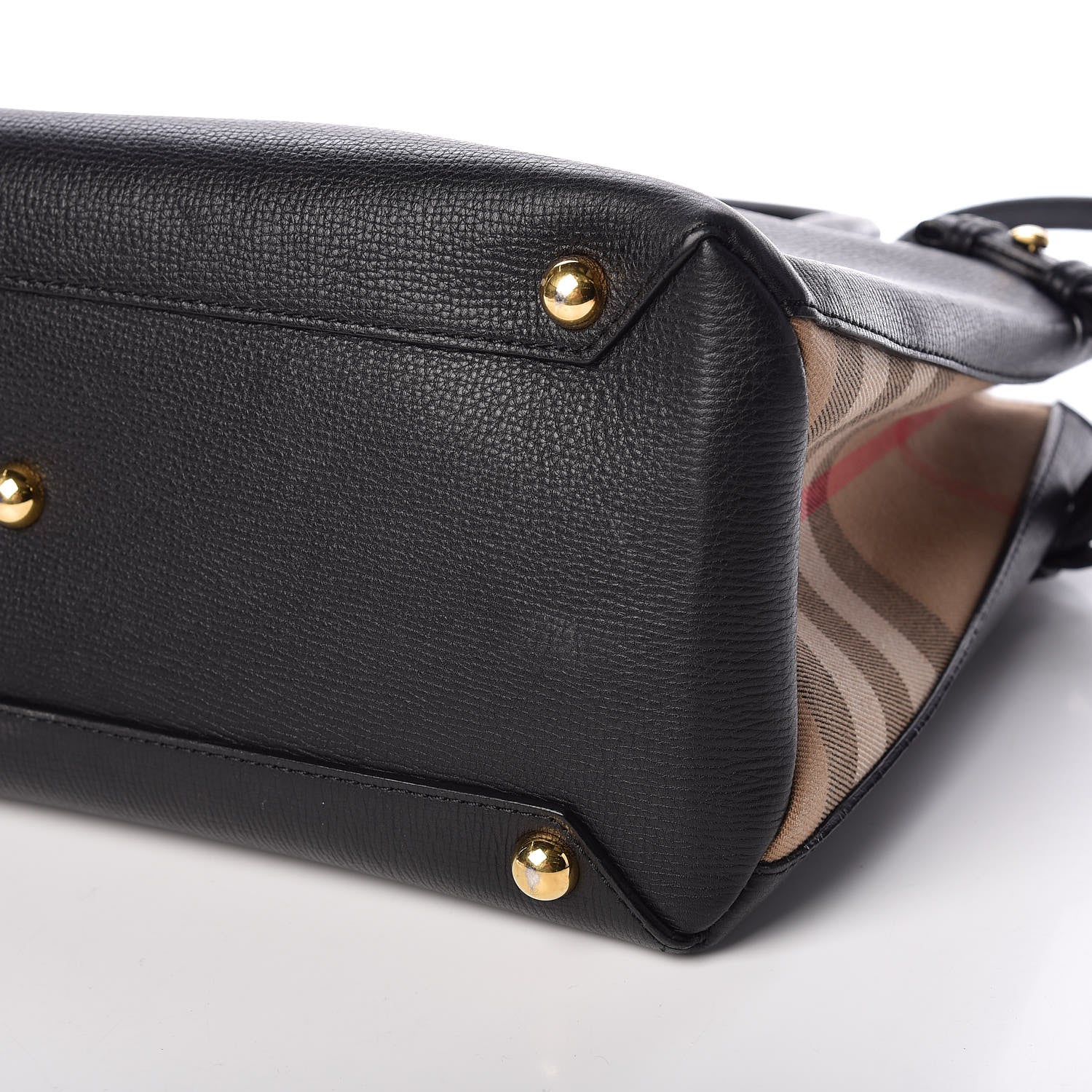 Burberry Grainy Calfskin House Check Medium Banner Tote Black 9 of 9