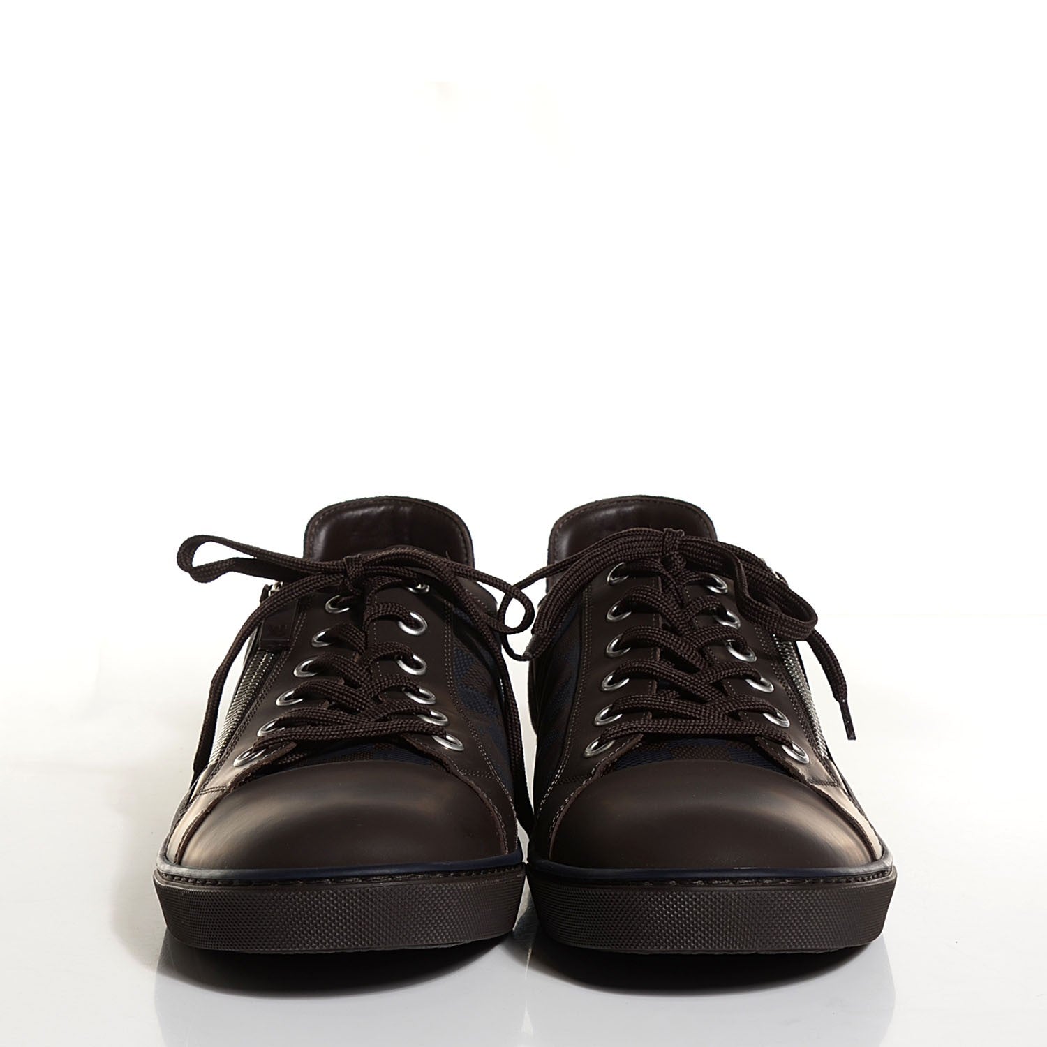 Louis Vuitton Damier Calfskin Suede Mens Aventure Sneakers 11 Cacao 2 of 7