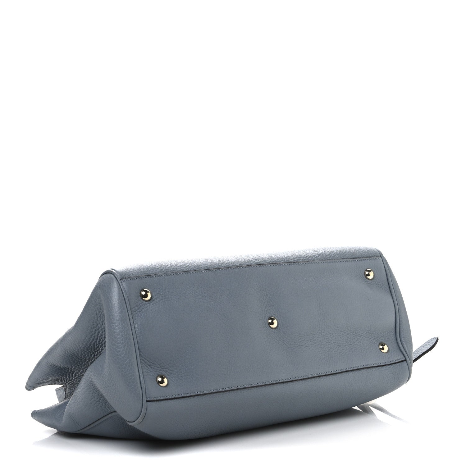 Gucci Pebbled Calfskin Medium Bamboo Shopper Tote Light Blue 4 of 13