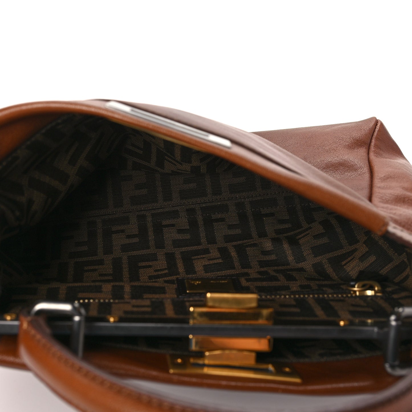 Goatskin Zucca Medium Peekaboo Iconic Satchel Cuoio Tobacco Moro