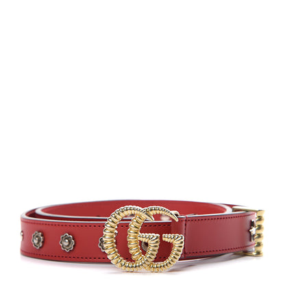 Gucci Calfskin Star Studded Torchon Double G Belt 75 30 Hibiscus Red 1 of 5