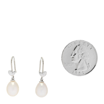 Tiffany Sterling Silver Freshwater Cultured Pearl Paloma Picasso Olive Leaf Drop Earrings 2 of 5