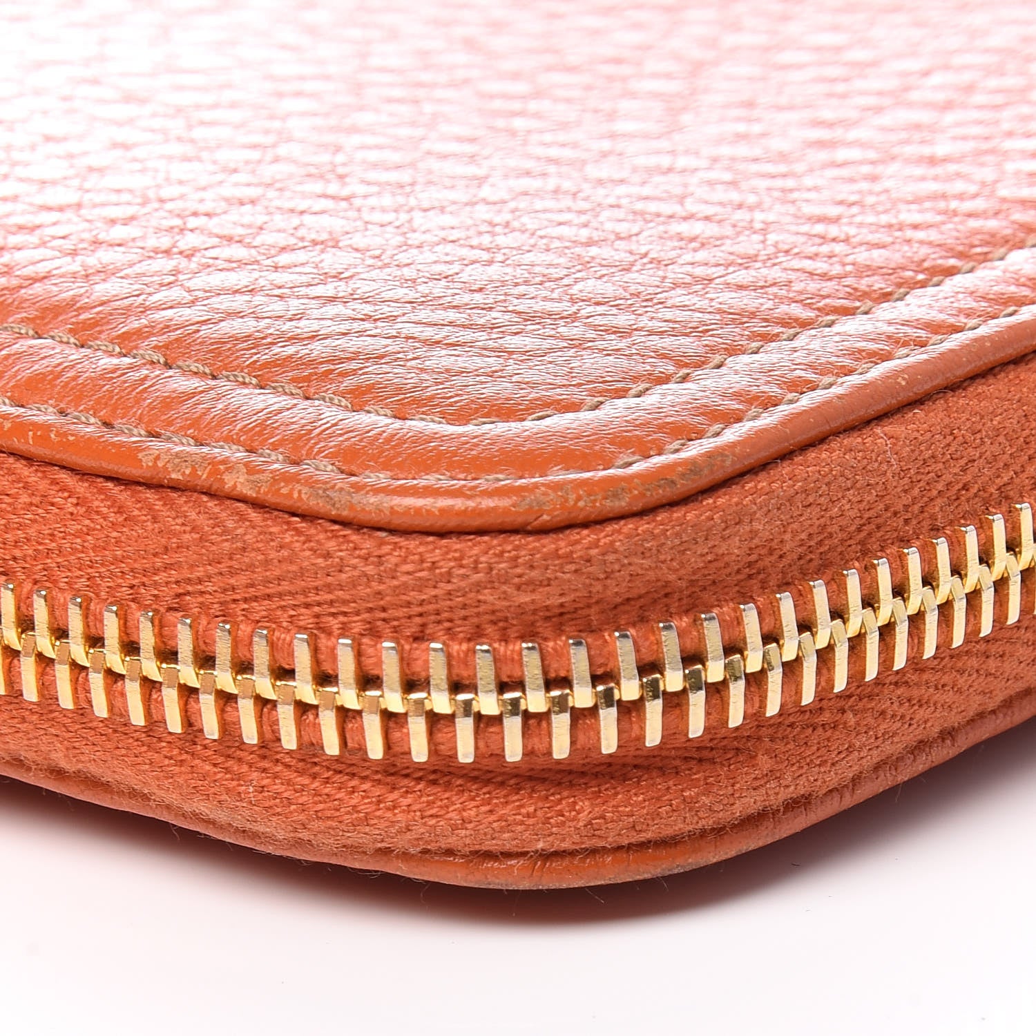 Prada Vitello Daino Zip Around Wallet Papaya 10 of 12