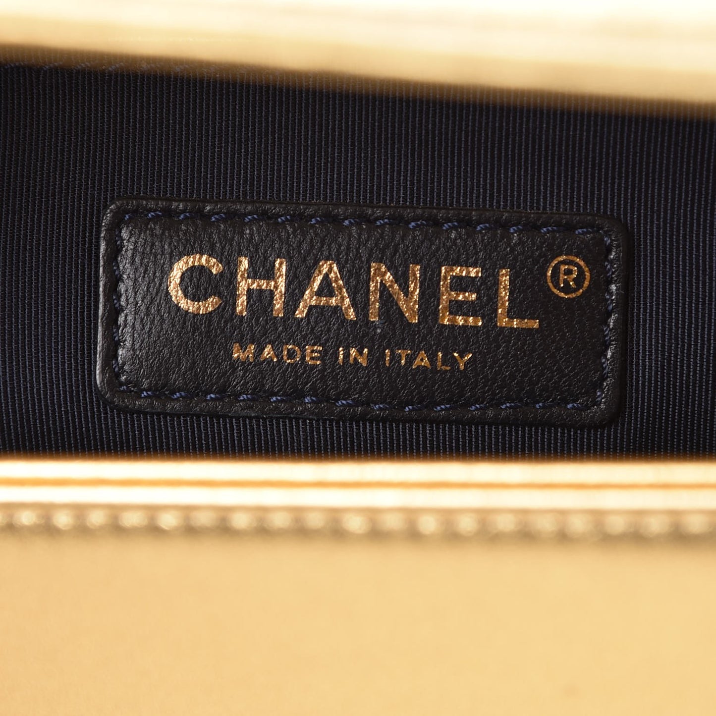 Metallic Lambskin Embossed Medium Cube Boy Flap Gold