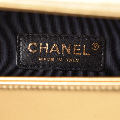 Chanel Metallic Lambskin Embossed Medium Cube Boy Flap Gold 8 of 10
