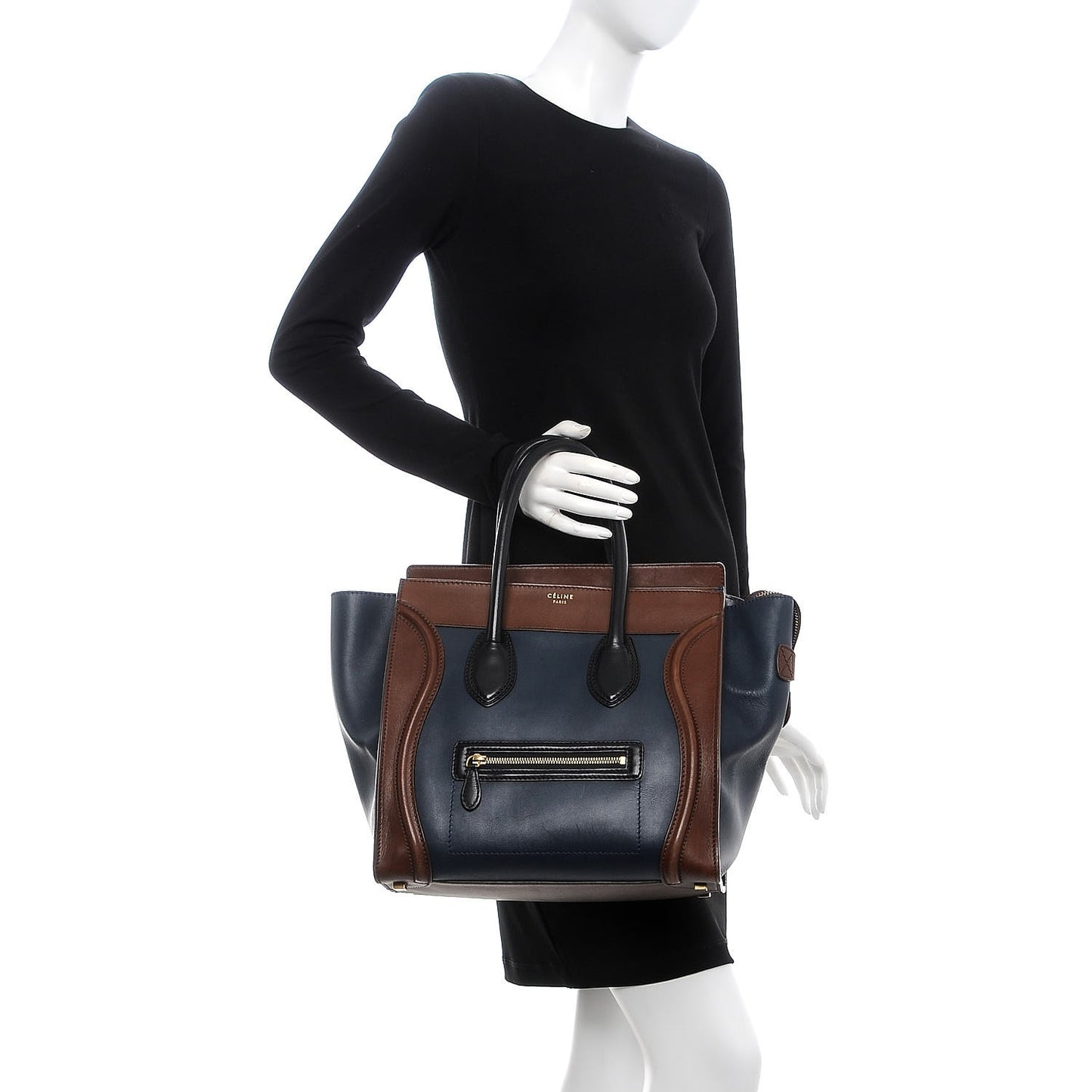 Smooth Calfskin Mini Tri-Color Luggage Navy Blue