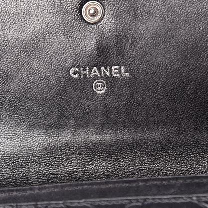 Chanel Lambskin Camellia Embossed Medium Wallet Black 6 of 8