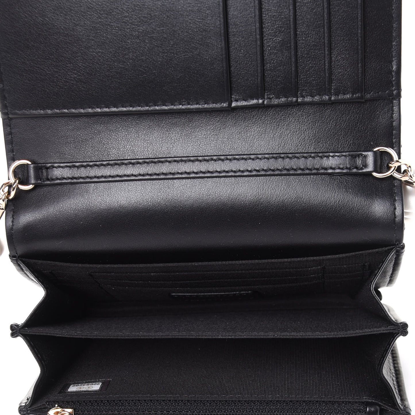 Calfskin Quilted Mini Maxi Pearls Wallet On Chain WOC Black