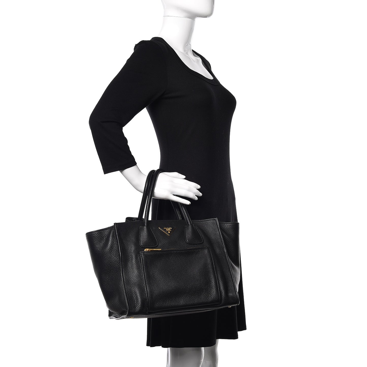 Vitello Phenix Shopping Tote Black