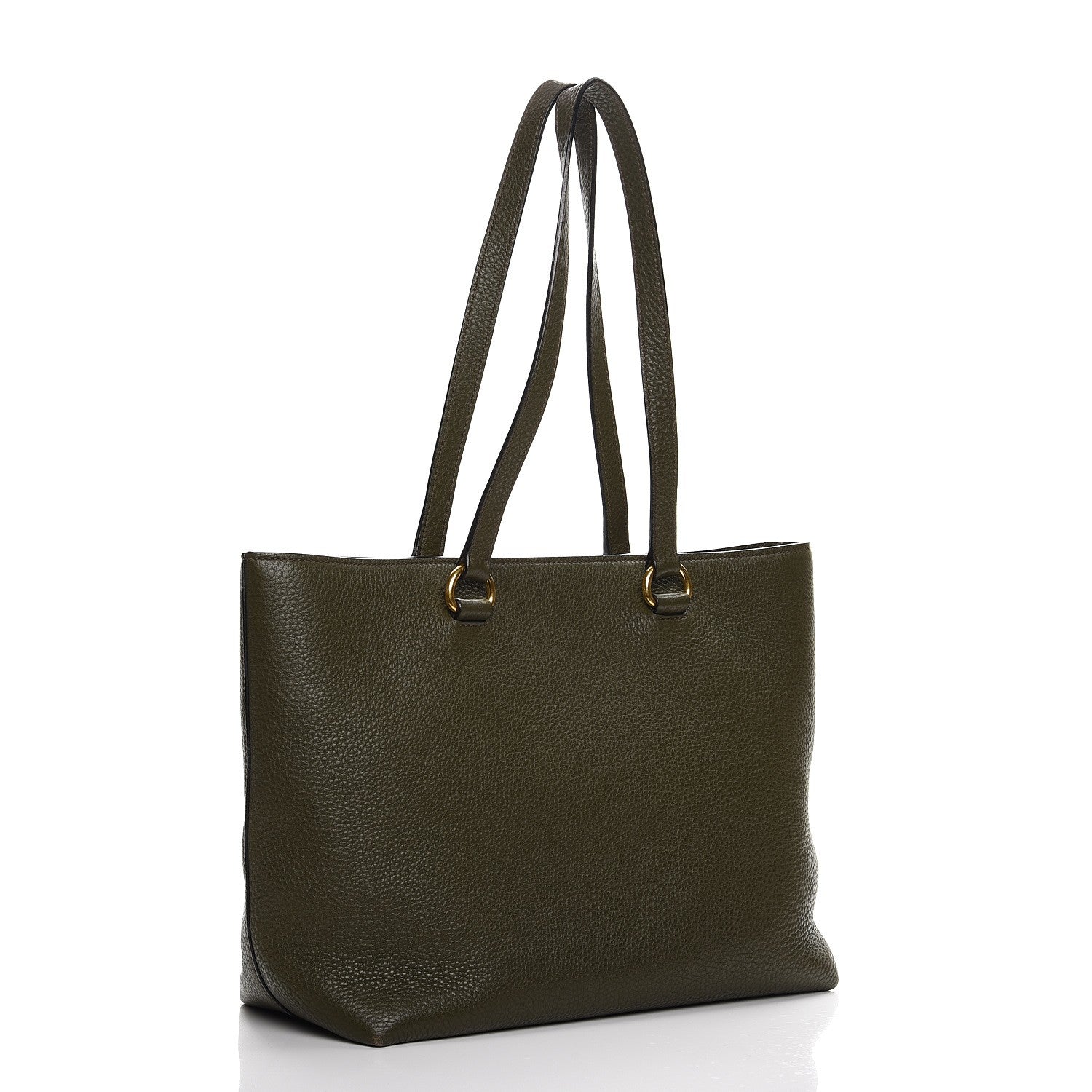 Prada Vitello Daino Logo Tote Dark Green 3 of 12