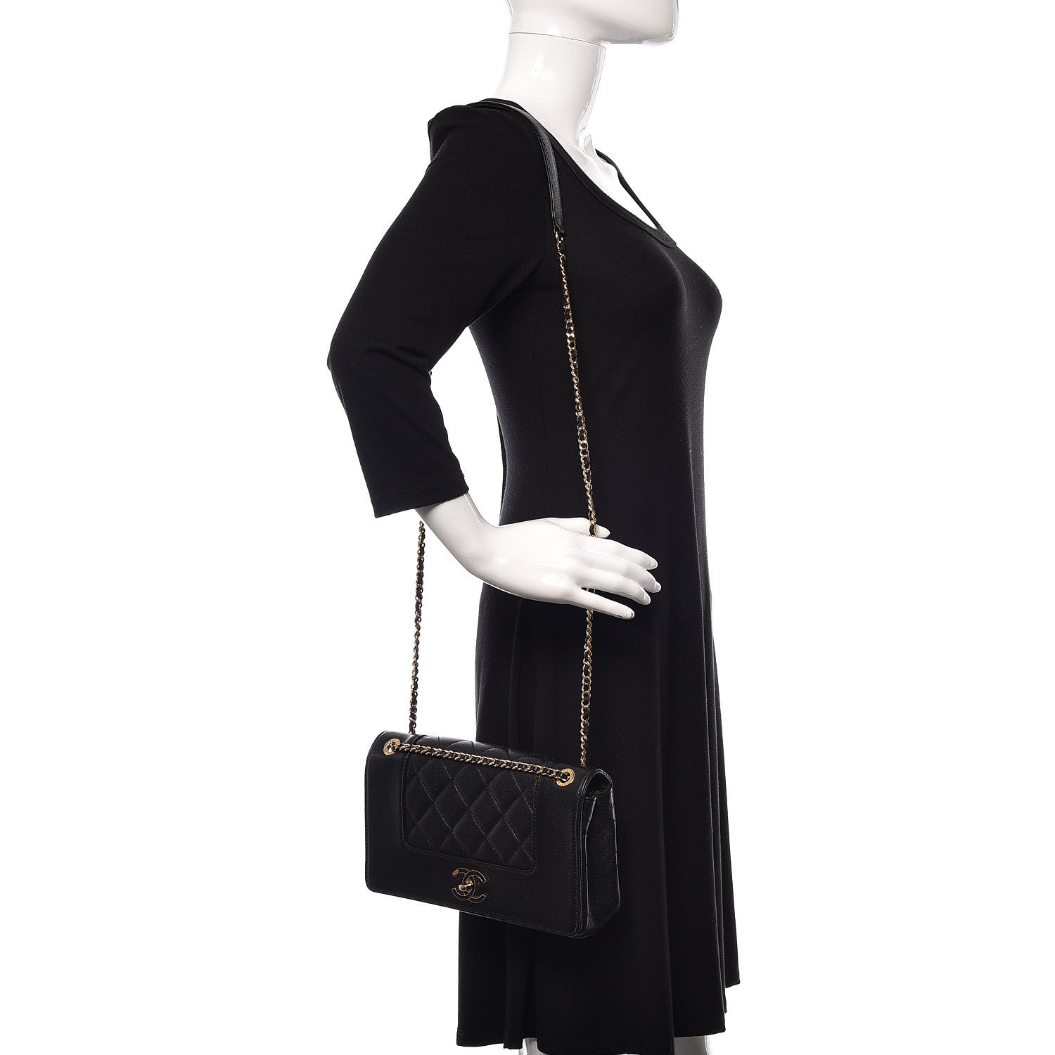 Chanel Sheepskin Quilted Medium Vintage Mademoiselle Flap Black 2 of 13
