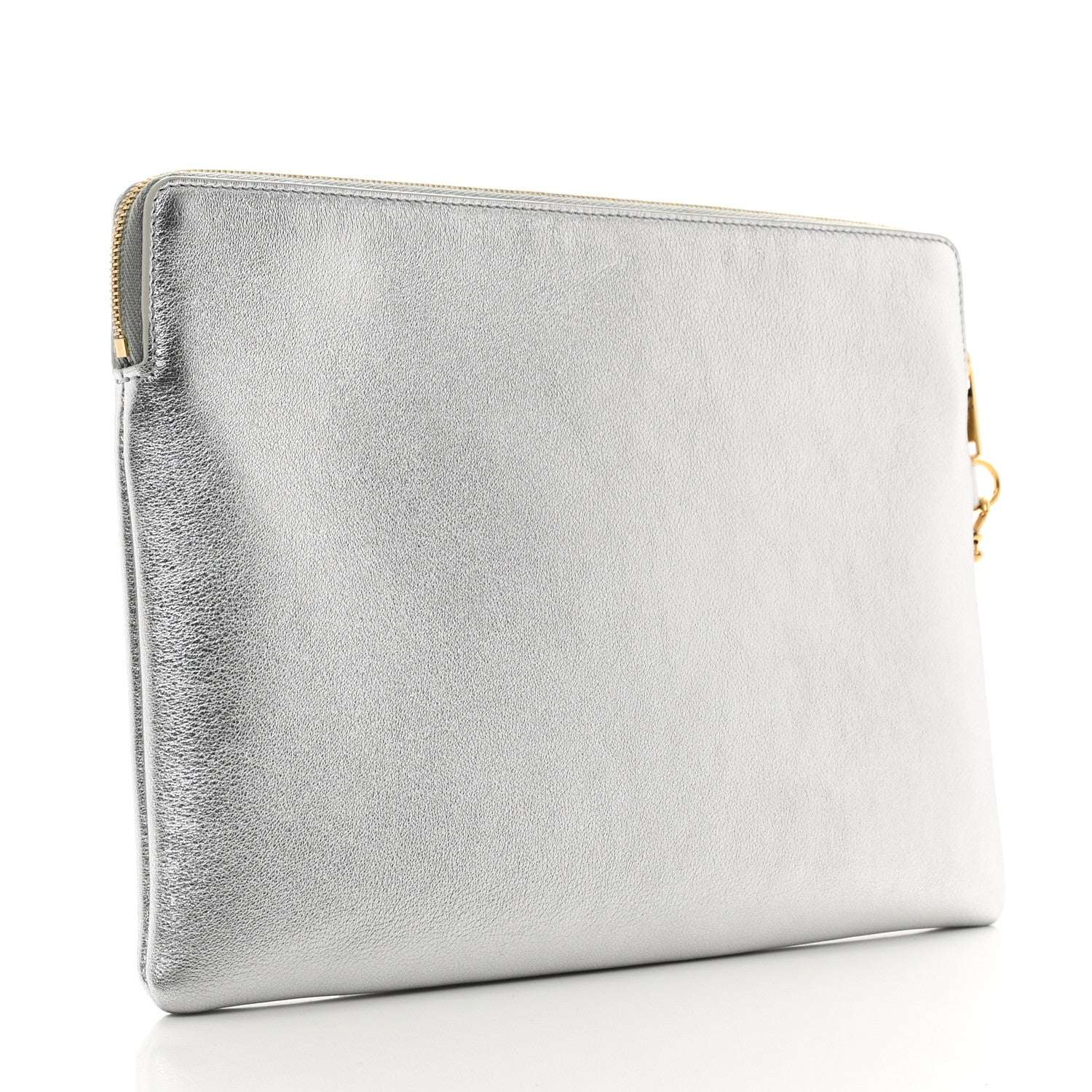 Celine Metallic Calfskin Cuir Triomphe Coin and Card Pouch With Hook 3 of 8