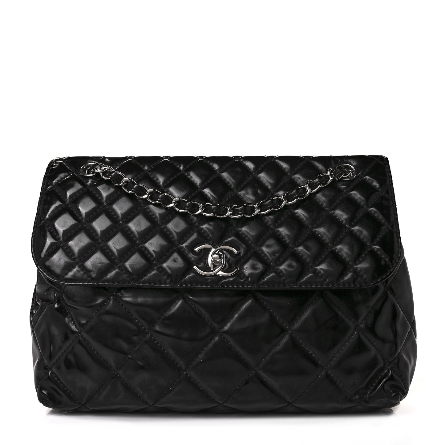 Vinyl Quilted In The Business Flap Bag Black