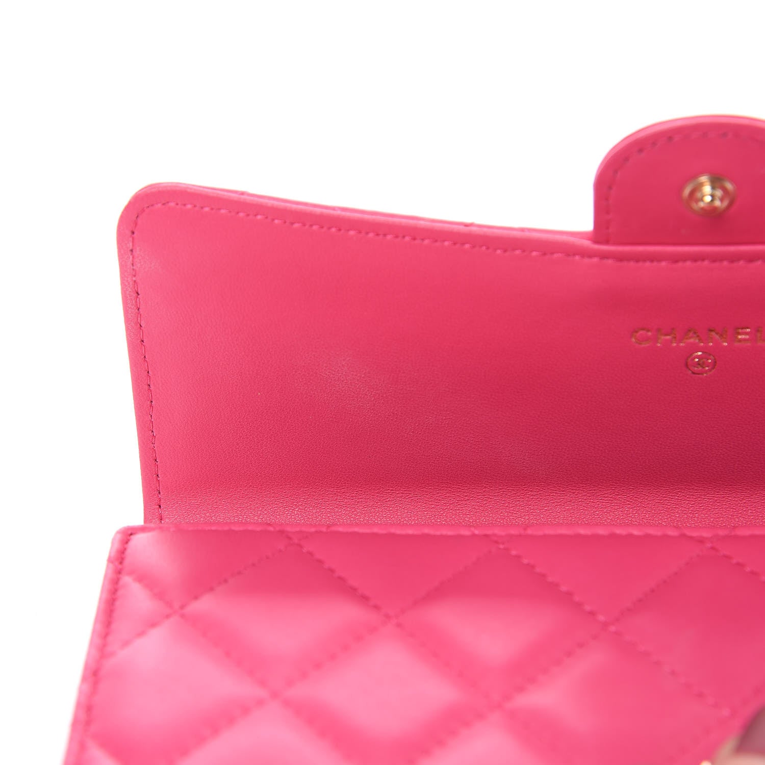 Chanel Lambskin Quilted Large Gusset Flap Wallet Fuchsia 8 of 10