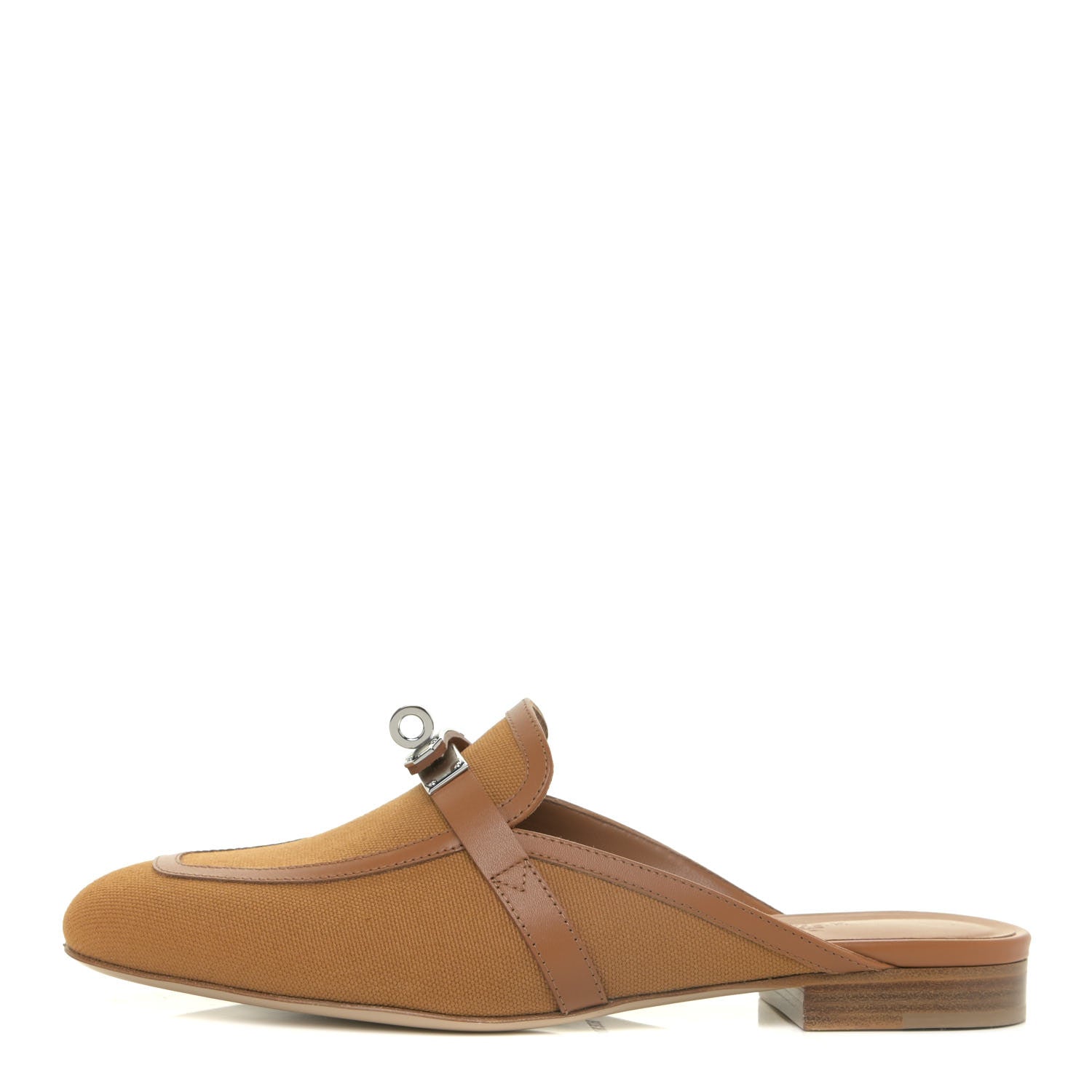 Hermes Cotton Canvas Calfskin Oz Mules 37 Naturel Beige Dore 1 of 10