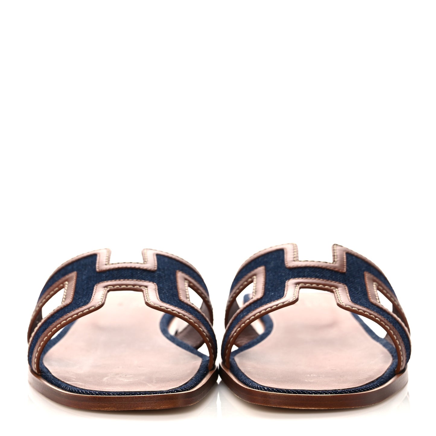 Calfskin Denim Oran Sandals 41.5 Bleu Brut Gold
