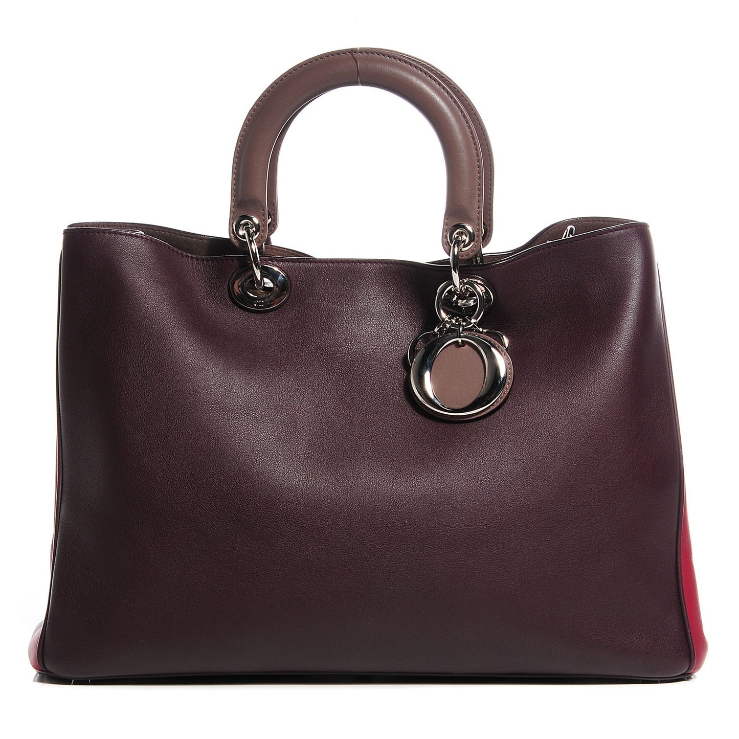 Smooth Calfskin Tri-Color Large Diorissimo Tote Burgundy