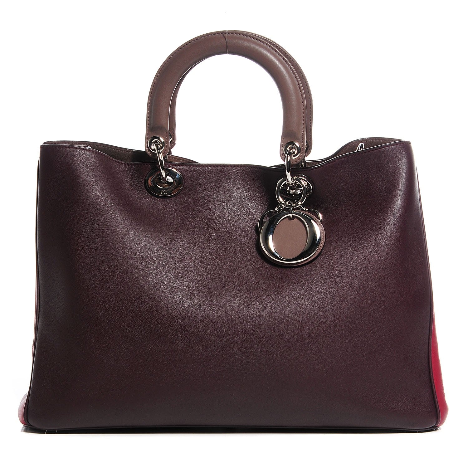 Christian Dior Smooth Calfskin Tri-Color Large Diorissimo Tote Burgundy 1 of 8