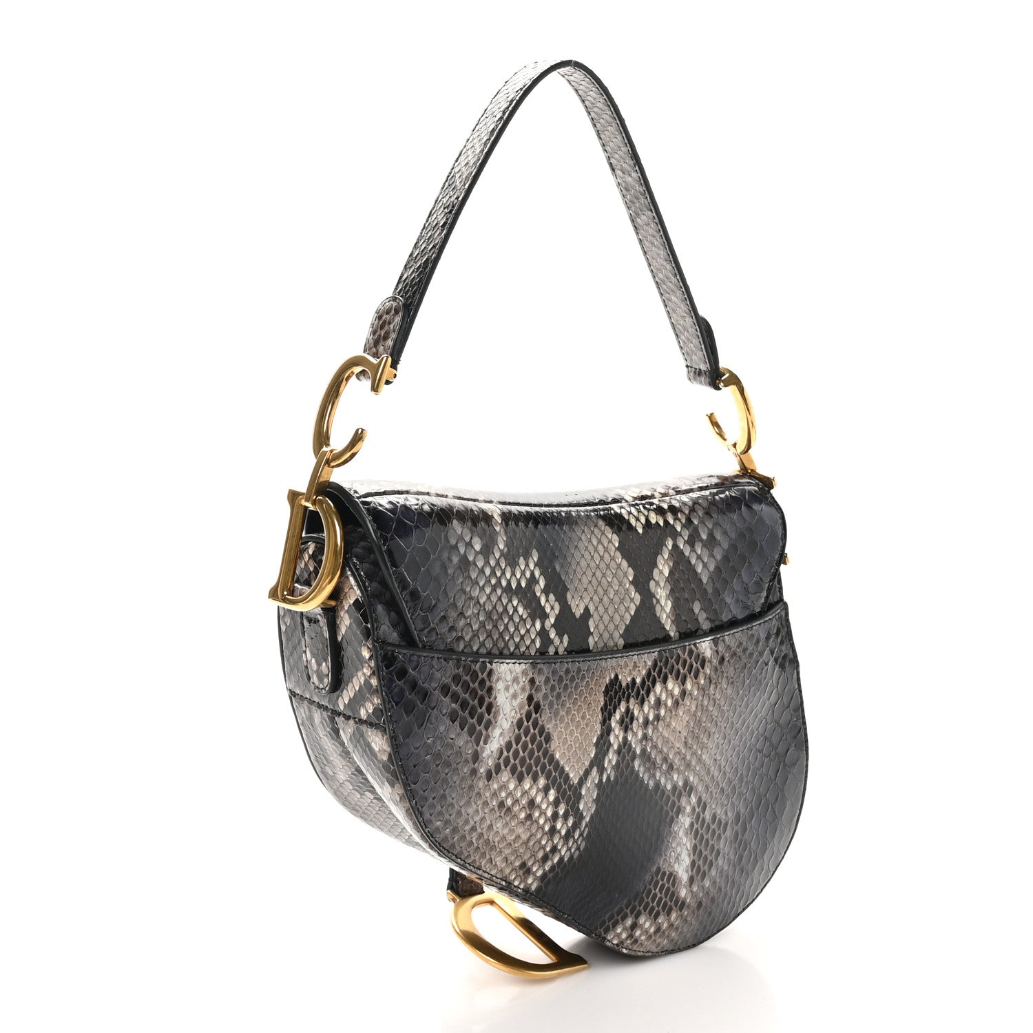 Christian Dior Snakeskin Saddle Bag Brown 3 of 11