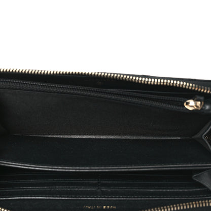 Chanel Lambskin Zip Around Large Gusset Wallet With Pearl Chain Black 5 of 10