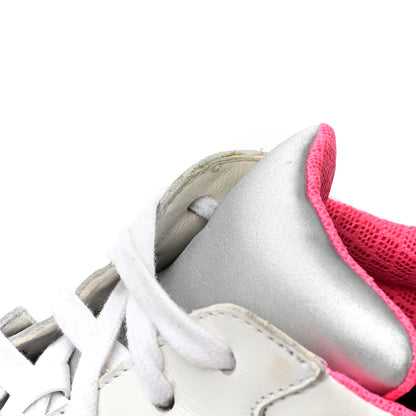Chanel Calfskin Fabric Sneakers 38.5 White Silver Fluo Pink 10 of 12