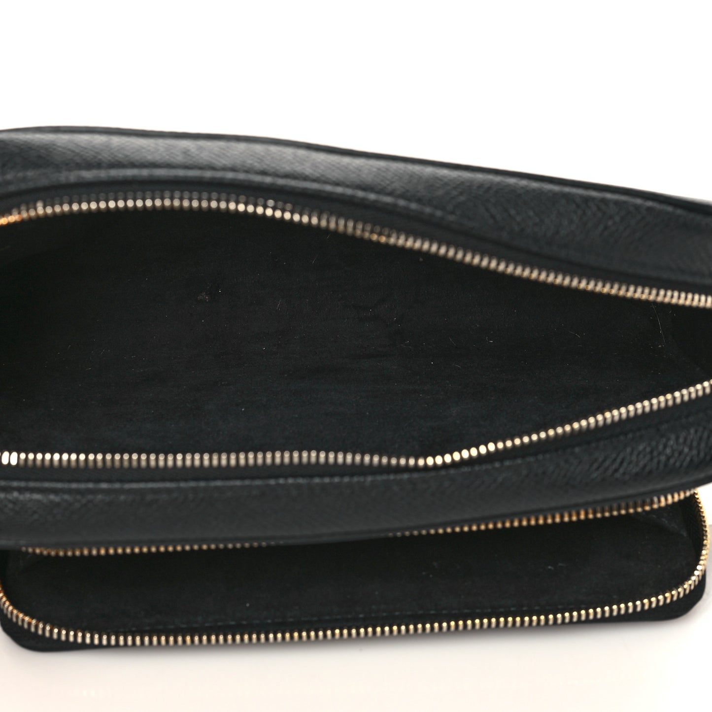 Grained Calfskin Caro Double Pouch Black