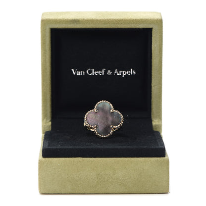Van Cleef & Arpels 18K Yellow Gold Gray Mother of Pearl Magic Alhambra Ring 51 5.75 6 of 6