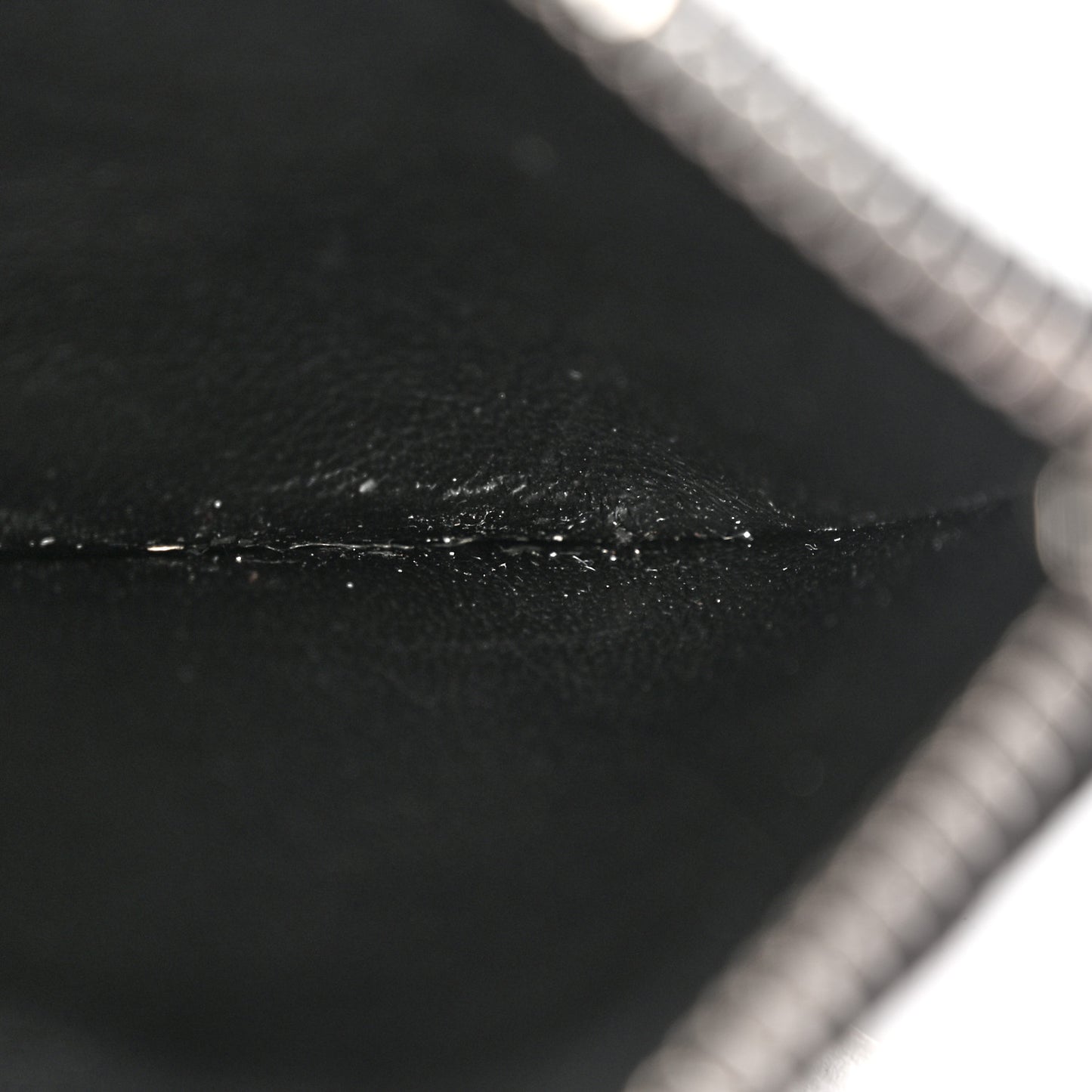 Grained Calfskin 5 Fragments Zip Pouch Card Holder Black