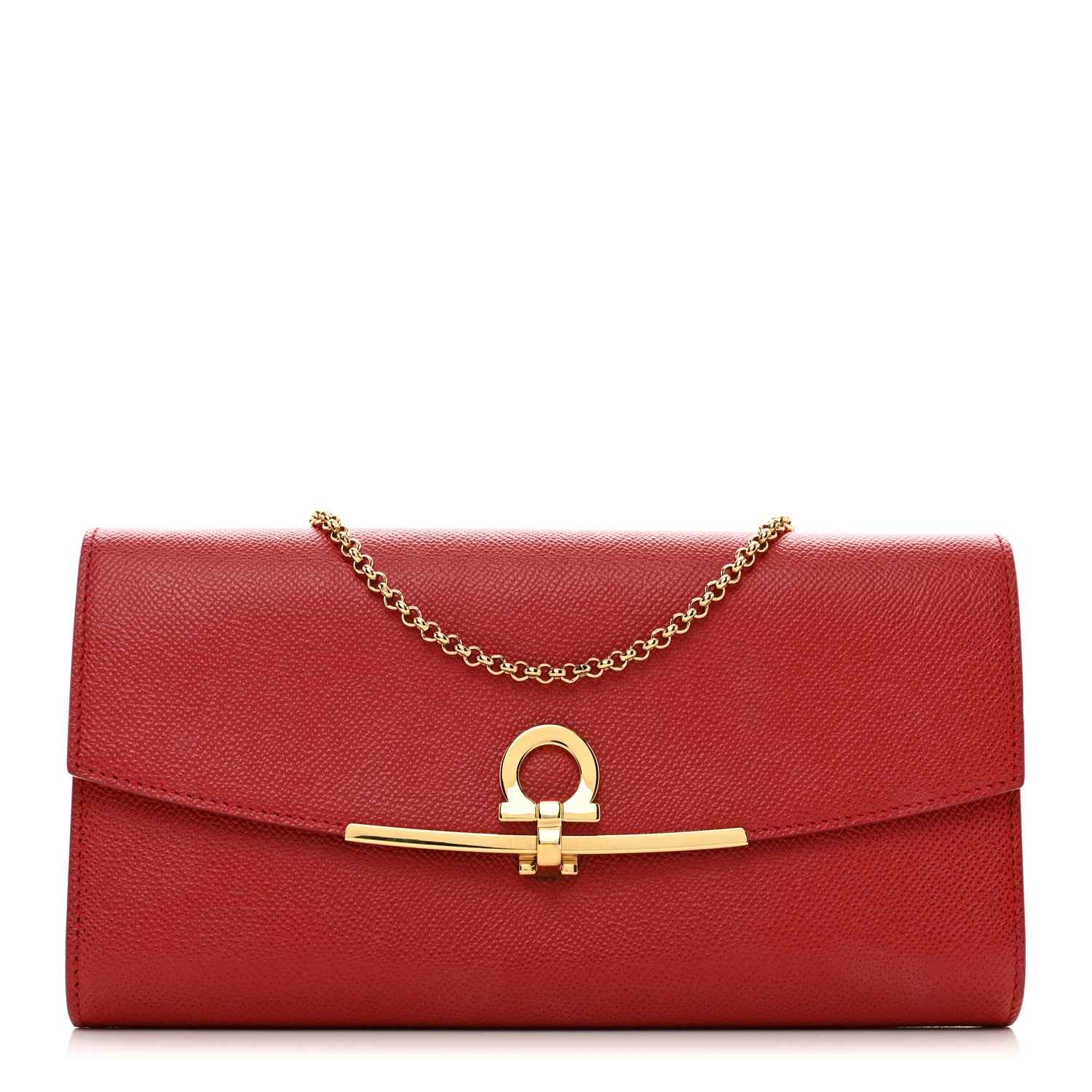 Salvatore Ferragamo Hammered Calfskin Mini Gancini Icona Bag Lipstick 1 of 11