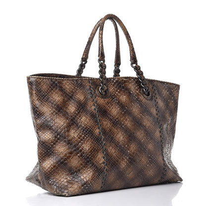 Bottega Veneta Woven Python Large Tote Cigar 3 of 8