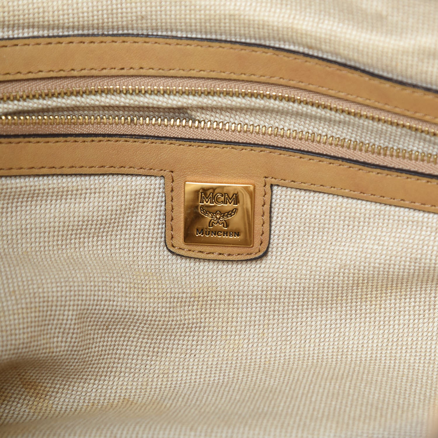 MCM Striped Visetos Shopping Tote Beige 6 of 19