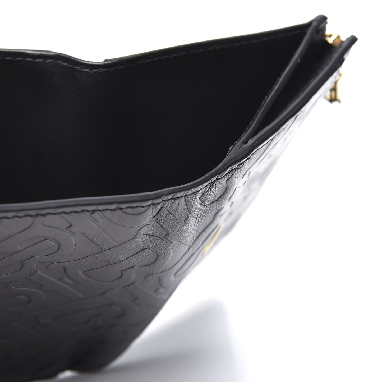 Calfskin Embossed Monogram Tri-Fold Compact Wallet Black