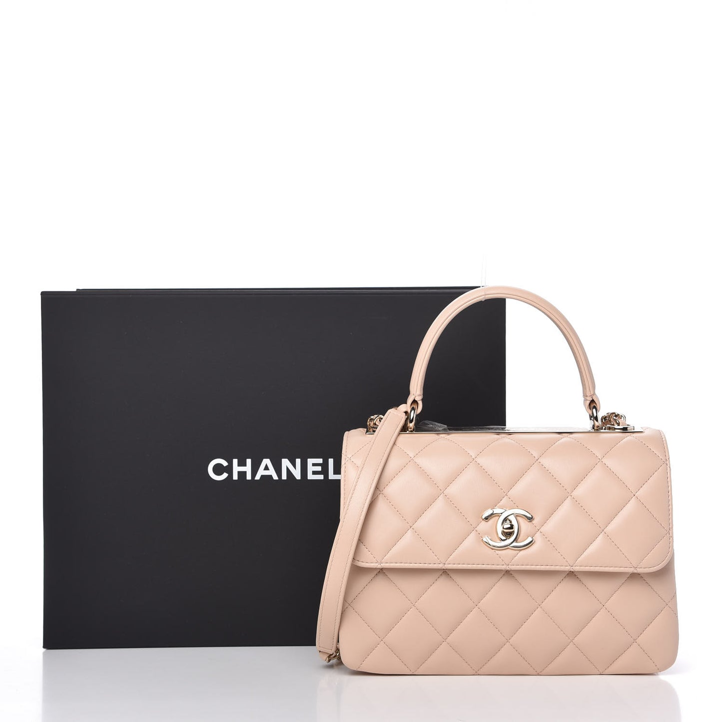 Lambskin Quilted Small Trendy CC Dual Handle Flap Bag Beige