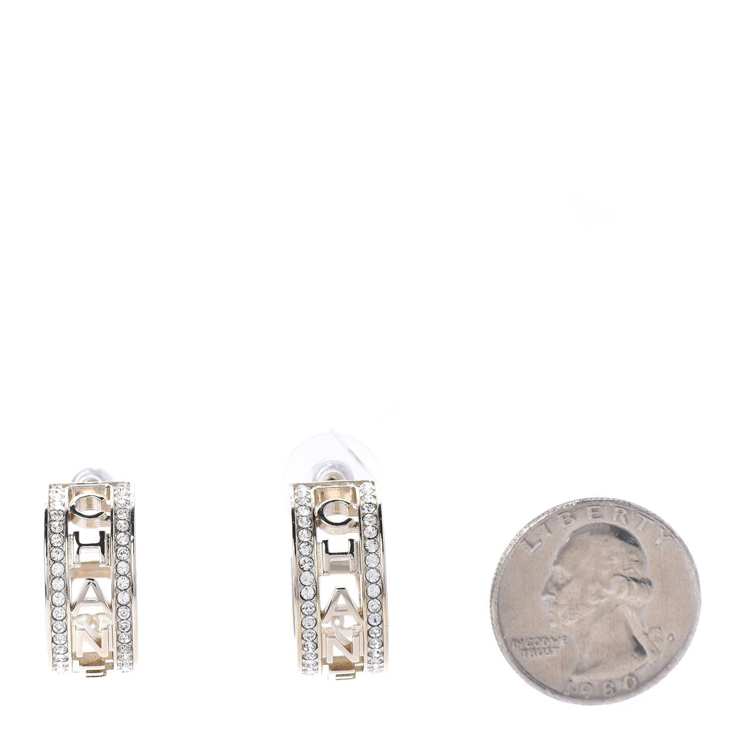 Chanel Metal Crystal Bow-tiful CC Hoop Earrings Gold 2 of 5