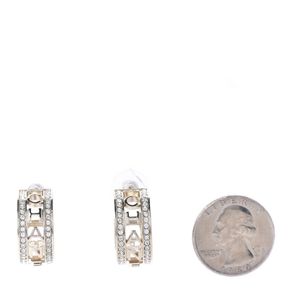 Chanel Metal Crystal Bow-tiful CC Hoop Earrings Gold 2 of 5