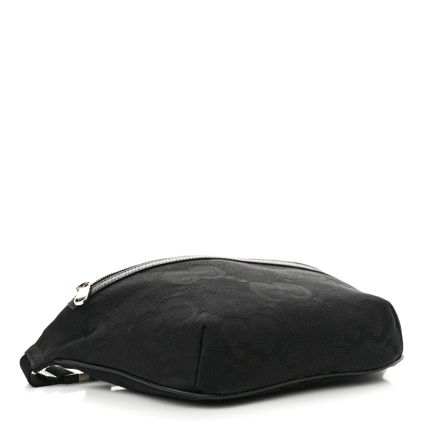 Monogram Jumbo GG Textured Dollar Calfskin Web Belt Bag Black