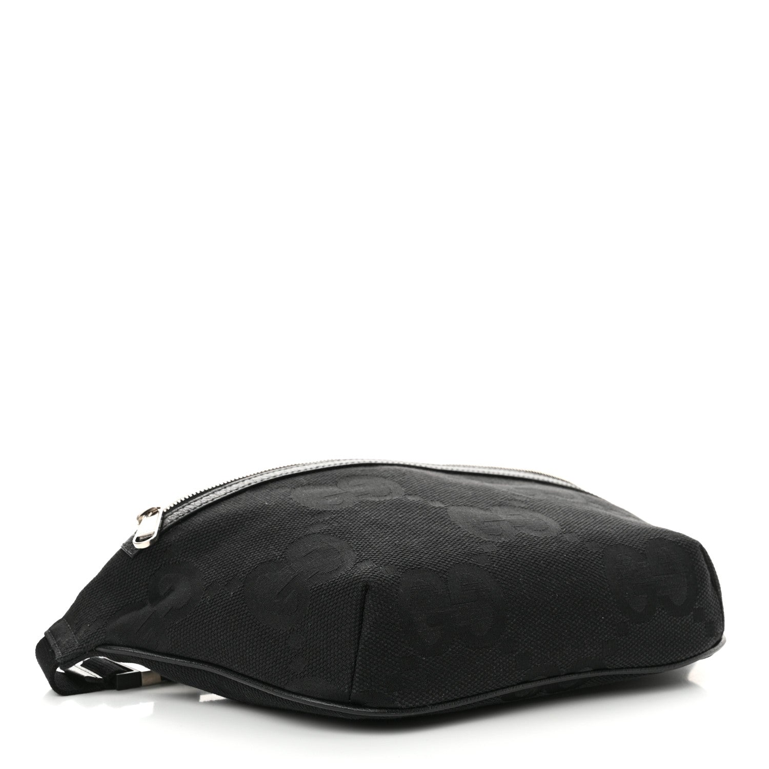 Gucci Monogram Jumbo GG Textured Dollar Calfskin Web Belt Bag Black 3 of 9